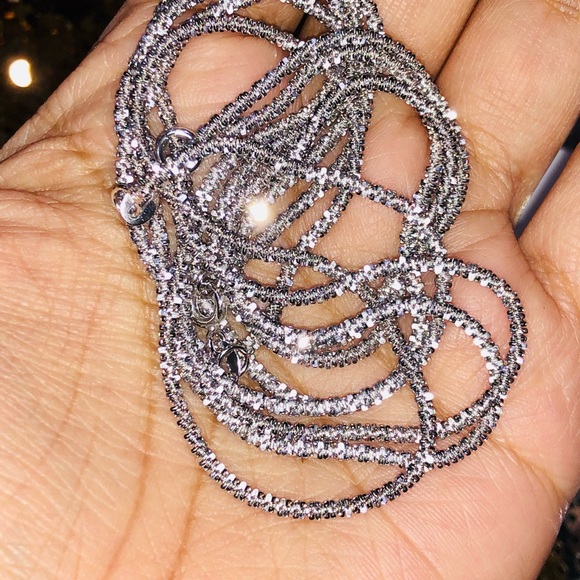 Stunning Turkish sparkle chain custom made beautiful white gold vermeil necklace - Picture 4 of 8